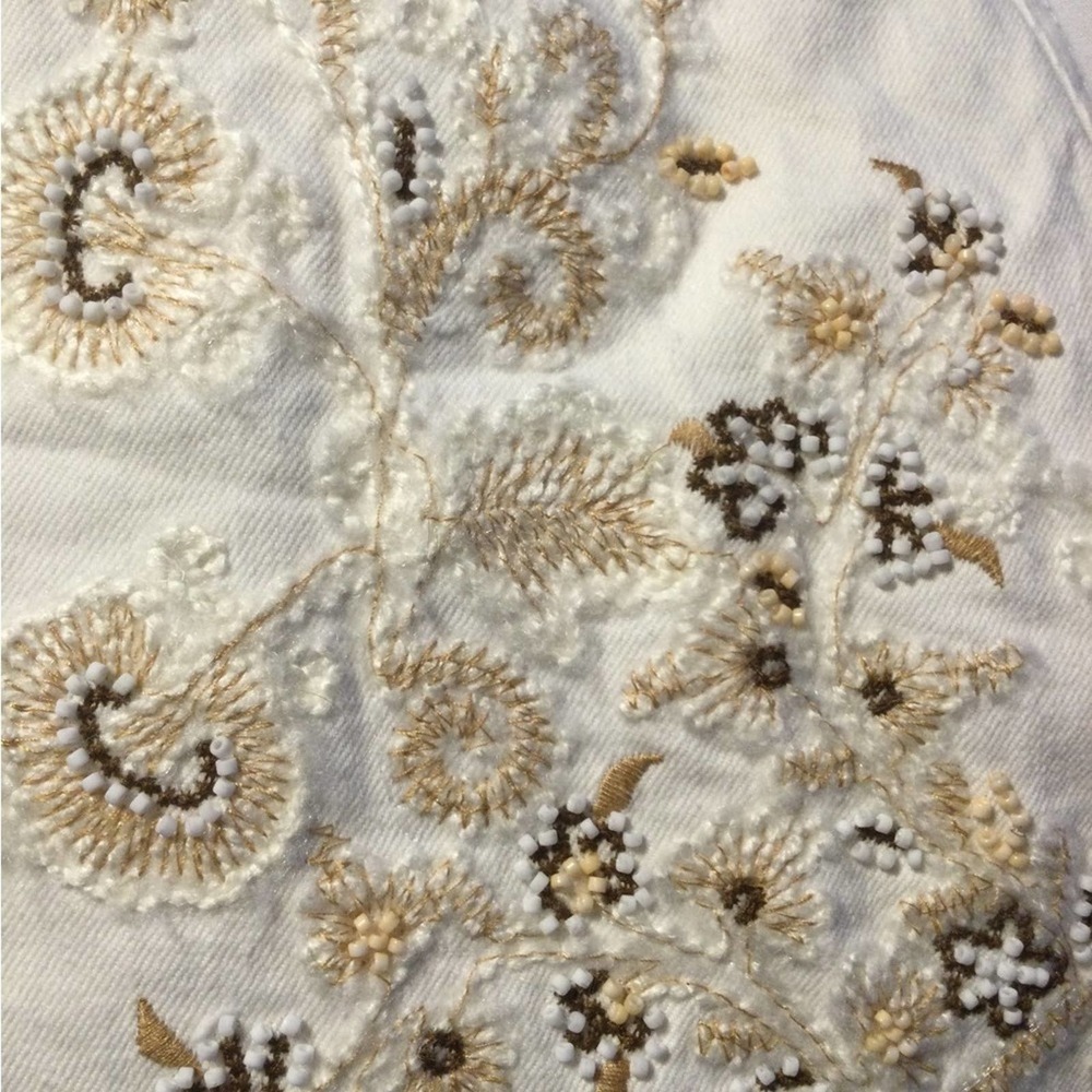 - Zara the western skirt white denim floral bead design fringe hem NEW w… - Picture 7 of 10